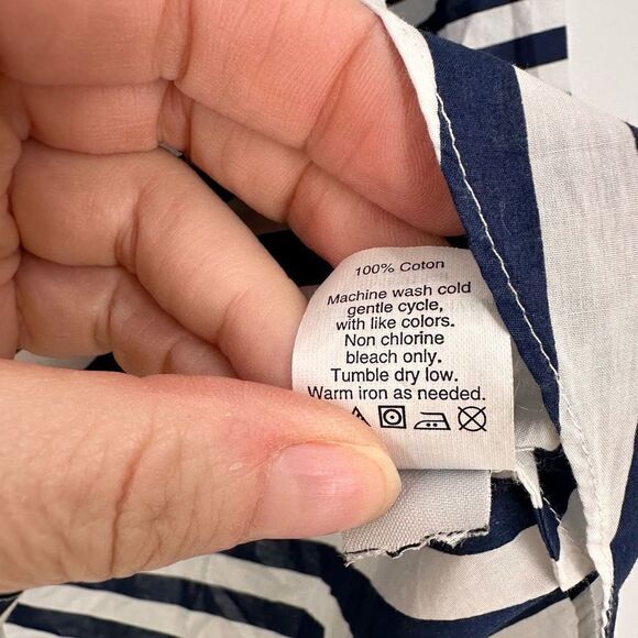 J. Crew Women's Striped Long Sleeve Boy Button-Down Shirt Blue White Size 8 - Picture 6 of 9